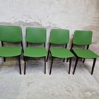 Nieuw Bekleed 4 Vintage Eetkamerstoelen Opnieuw Bekleed Groene Stoelen thumbnail 15