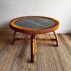 Sale ! Rotan Bamboe Salontafel Met Marmer Look Vintage thumbnail 7