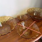 Vintage Amber Persglas Schalen (Set Van 3) thumbnail 3