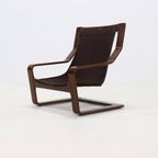Scandinavian Bent Wood And Leather Lounge Chair 1960S thumbnail 4