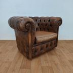 Vintage Leren Chesterfield Stijl Fauteuil, Stoel thumbnail 2