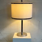 Elegant Table Lamp In Chrome And Silk, Germany 1960 thumbnail 2