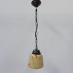 Art Deco Hanglamp Met Gemarmerde Glazen Kap thumbnail 2