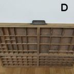 Brocante, Bruine Antieke Houten Letterbak, Wanddecoratie D thumbnail 3