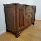 Vintage Antiek Dressoir, Tv Meubel Ladekast Met Marmer Blad thumbnail 10