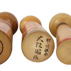 Lot Van 5 Grote Kokeshi Poppen Naruko Handgeschilderd Hout Japan thumbnail 12