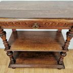 Landelijke Frans Eikenhouten Sidetable Wandtafel Met Lade thumbnail 14