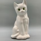 Vintage Kat Keramiek Met Groen Glazen Ogen thumbnail 11