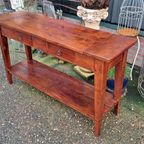 Fraai Geleefde Teakhouten Sidetable, Wandtafel, Wandconsole, thumbnail 3