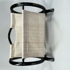 Vintage Ronde Lectuurbak / Tijdschriftenrek, Zwart Rotan, 1970's thumbnail 2