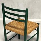 Jaren 70 Eettafelstoelen 4x Vintage Groen Riet Prijs P/stuk thumbnail 2