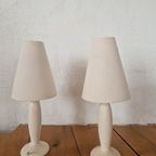 2 Vintage Zandkleurige Keramieken Tafellampjes. thumbnail 4