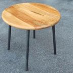 Retro Hout En Metaal Bijzettafel, Rond thumbnail 4