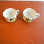 2 X Vintage Denby Stoneware Troubadour Mugs Withgreen Fruit Motif Sage Green Made In England thumbnail 6