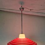 Vintage Opaline Hanglamp Jaren 50 Rood Wit thumbnail 7