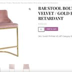 3 Barstoelen Roze Velvet/Gouden Voet thumbnail 6