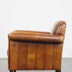 In Goede Staat Verkerende Schapenleren Art Deco Design Fauteuil/Armchair Met Leuke Details thumbnail 6