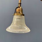 Staande Messing Piano Lamp Met Holophane Glazen Kapje thumbnail 4