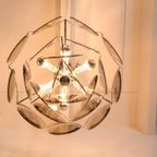 Vintage Hanglamp 6 Lichtpunten Rookglazen Schijven thumbnail 2