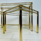 3 Koperen Tafels. Sidetable En Bijzettafels. Unieke Hollywood Regency Set Brass Tafels. thumbnail 2