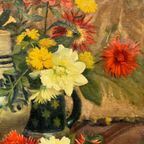 Karel Jongelinghs (1871-1948) "stilleven Met Bloemen". thumbnail 3