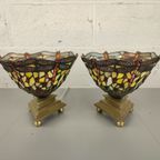Duo Tiffany Lampen Op Bronzen Voeten thumbnail 6