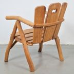 Vintage Brutalist Stoel Hout Armchair ’80 France Design thumbnail 6