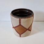 Vintage Prullenbak Patchwork Metaal Leer Bekleed Jaren 70 thumbnail 4
