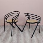 2X Vintage Postmodern Buisframe Stoel Met Webbing Zitting. thumbnail 7