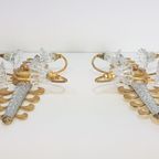 2 Vintage Banci Wandlamp Bloem Murano Goud Regency Italy '70 thumbnail 17