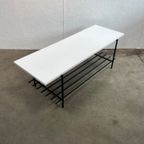 Vintage Salontafel, Wit Houten Blad Op Zwart Stalen Frame. 1970’s thumbnail 20