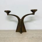 Brutalist Bronze Candle Stick By Michael Harjes , 1970S thumbnail 2