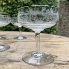 9X 19E Eeuwse Champagne Coupes Glazen Fijn Gegraveerd Frans thumbnail 7