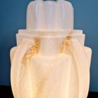 Art Deco Tafellamp, Type Wolkenkrabber, Opaline, 1930 thumbnail 12