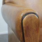 Luxe, Tijdloze Schapenleren Set Bestaande Uit 2 Fauteuils En Een Hocker In Art Deco Stijl thumbnail 15