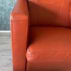 2X Leolux Dolcinea Fauteuil + Hocker | Roodbruin/Cognac Leer thumbnail 5