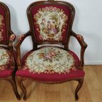 Set Brocante Vintage Franse Louis Xv Stoeltjes, Fauteuils Set Prijs thumbnail 11