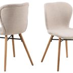 Eetkamerstoel Pescara - Set Van 2 - Creme Met Houten Poten thumbnail 3
