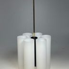 Vintage Hanglamp / Kroonluchter, Melkglazen Kokers, Duitsland 1970'S thumbnail 5