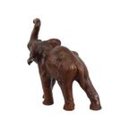 Vintage Olifant Met Slagtanden Papier Mache Bruin Leder Beeld Sculptuur thumbnail 8