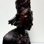 Bijzonder Apart Antiek Houtsnijwerk Aziatische Buste thumbnail 5