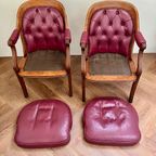 Set Vintage Wijnrode Chesterfield Fauteuils thumbnail 6