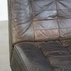 Grijze Vintage Lederen Design Element/ Fauteuil Uit De Jaren ’70 + Hocker thumbnail 8