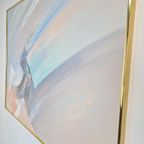 Vintage Abstract Schilderij Lee Reynolds '80 Lijst Messing thumbnail 4