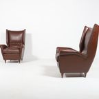 Pair Of Italian Wingback Lounge Armchairs Model 512 By Gio Ponti, 1950’s thumbnail 3