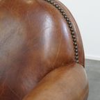 Stijlvolle Rundleren Fauteuil/ Armchair Met Mooie Ronde Vormen En Een Tijdloze Uitstraling thumbnail 11