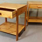 Set Van 2 Vintage Grenenhout Nachtkastjes thumbnail 15