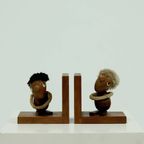 Danish Design Optimist And Pessimist Book Ends By Hans Bolling 1960s thumbnail 2