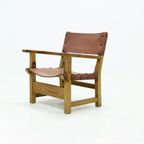 Brutalist Armchair In Pine And Cognac Leather 1960S thumbnail 2