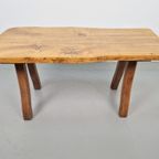 Vintage Brutalist Boomstam Bank Japandi Side Table Eiken '60 thumbnail 3